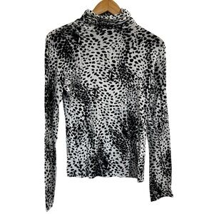 Fabrizio Gianni Animal Print Turtle Neck Blouse Women’s Size L
